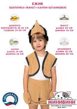 Ёжик (шапочка + жилет + лапки + штанишки с хвостиком) – портал поставщиков НСППО - 2